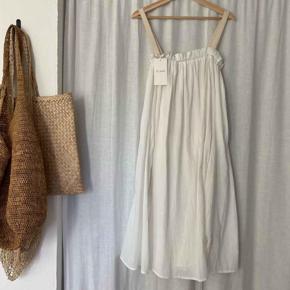 NEW! St. Agni white stress with shoulder straps.